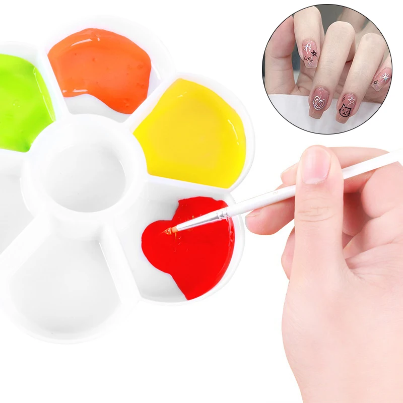 Plum Blossom Shape Ceramics Nail Art Tray Nail Color Mixing Tray Salon Art Palette Display Board Manicure Tool