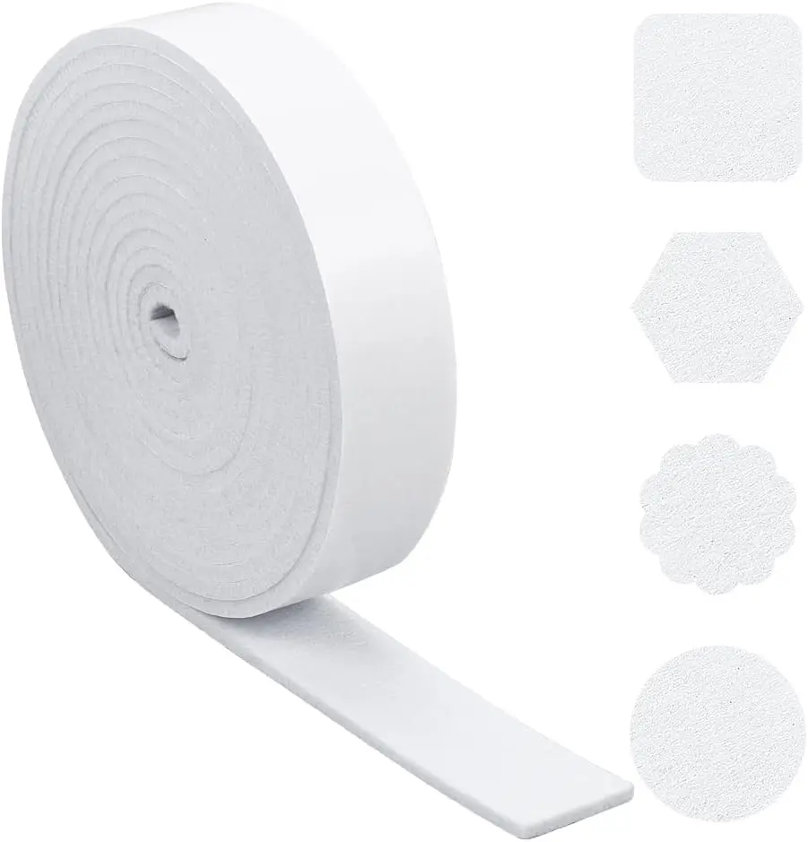 Bande de feutre auto-adhésive blanche, 164 pieds x 16 pouces, bande de feutre adhésive pour dos collant, tampons de meubles antidérapants pour la protection