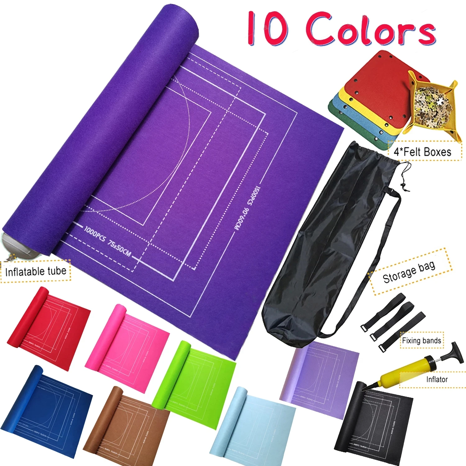 Puzzles Mat Jigsaw Roll Felt Mat Play mat Puzzles Blanket For Up to1500/3000Pcs Puzzle Accessories Portable Travel Storage bag portable roll up felt jewelry roll storage bag folding travel earrings necklaces bracelets rings container jewelry organizer