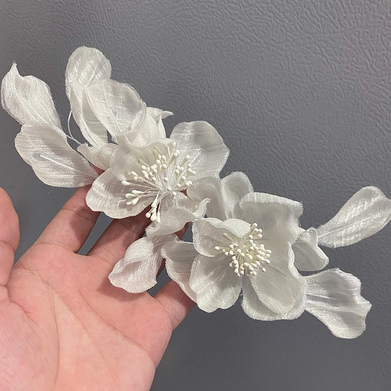 Elegant Wedding Hair Accessories Floral Hairpin Photography Studio Props Bridal Headwear Silk Material Beautiful Flower Design - 2