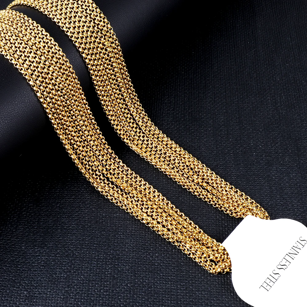 10Pcs/Lot 2MM Stainless Steel Round Box Link Chain Necklace for Women Men Choker Jewelry 45-60cm