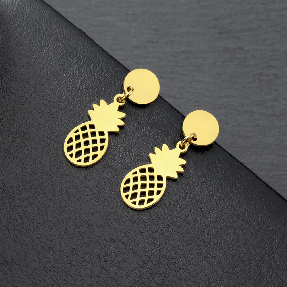 Edelstahl baumeln Creolen für Frauen Ananas Anhänger Tropfen Ohrringe Mode Charms Party Schmuck beste Geschenke Großhandel – Detail 14
