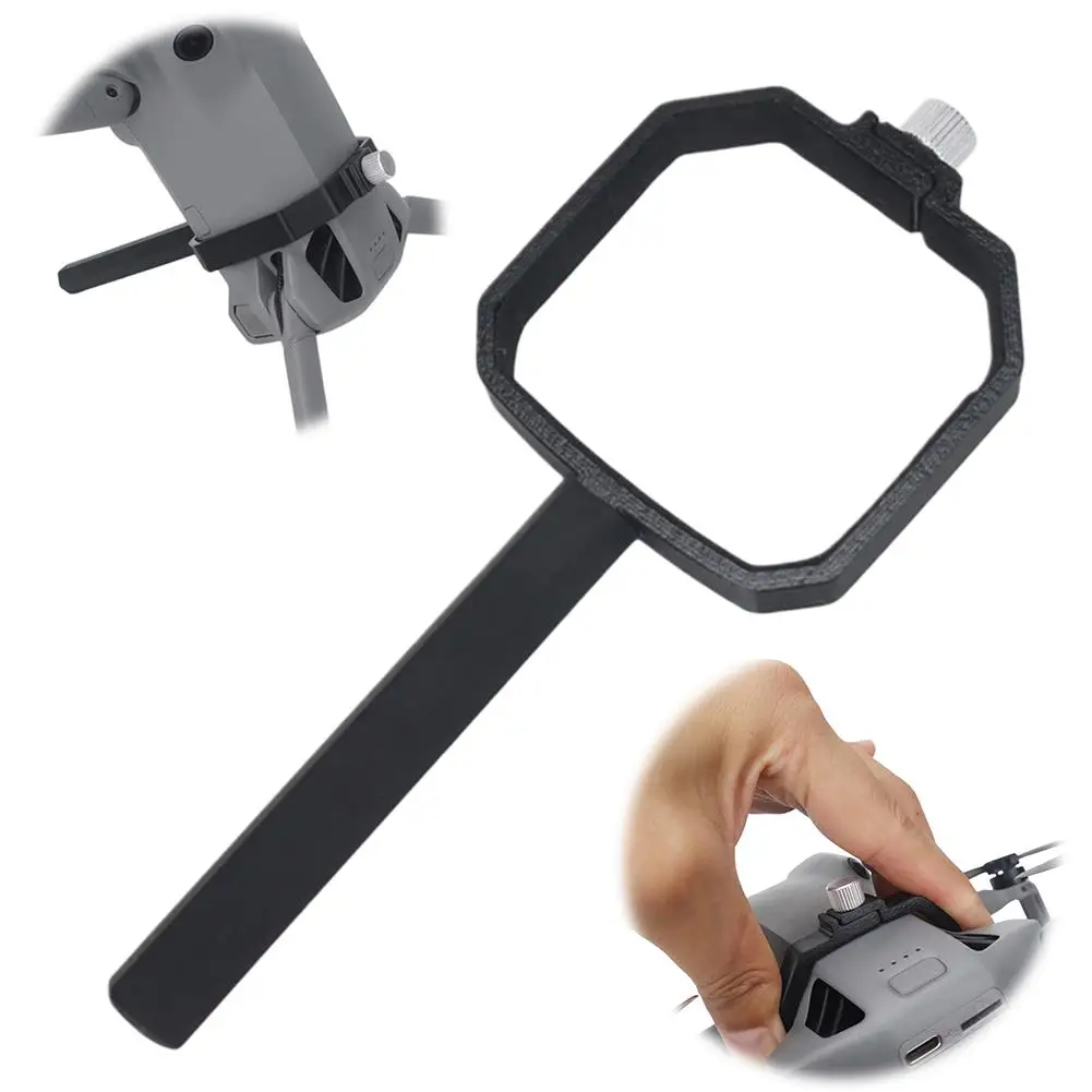 Support poignée pour DJI Mini 5 Pro fixé au drone, assurant protection et stabilité en vol. Achetez le support poignée pour DJI Mini 5 Pro.