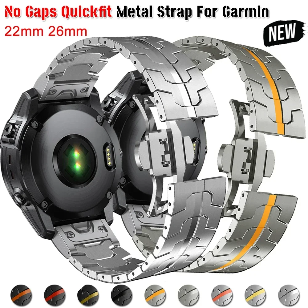 Titanium Color Stainless Steel Metal Watch Strap - 26/22mm Band