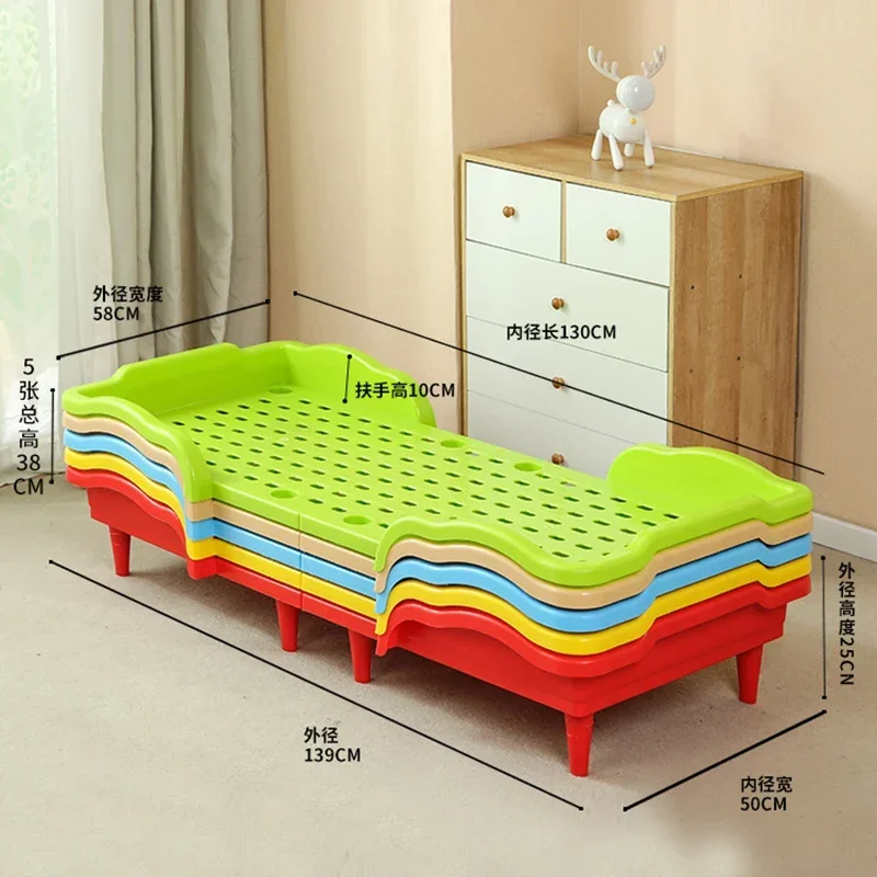 Kindergarten Children's Beds Foldable Thickened Plastic Lunch Bed Home Portable Single Child Beds Simple Children's Furniture A