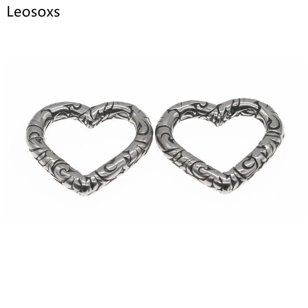 Leosoxs 1 Pair Stainless Steel Heart Ear Weights Ear Plugs Tunnels Ear Expander Piercing Fashion Jewelry New