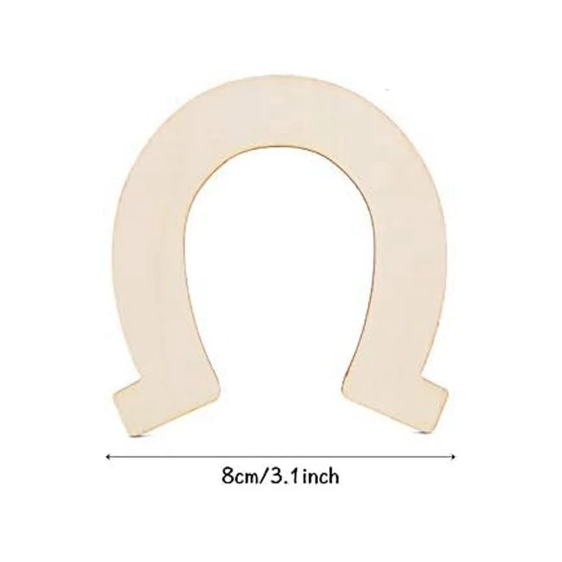 48 PCS Horseshoe Unfinished Wood Cutouts As Shown Wooden For DIY Craft, Party,Wedding And Birthday