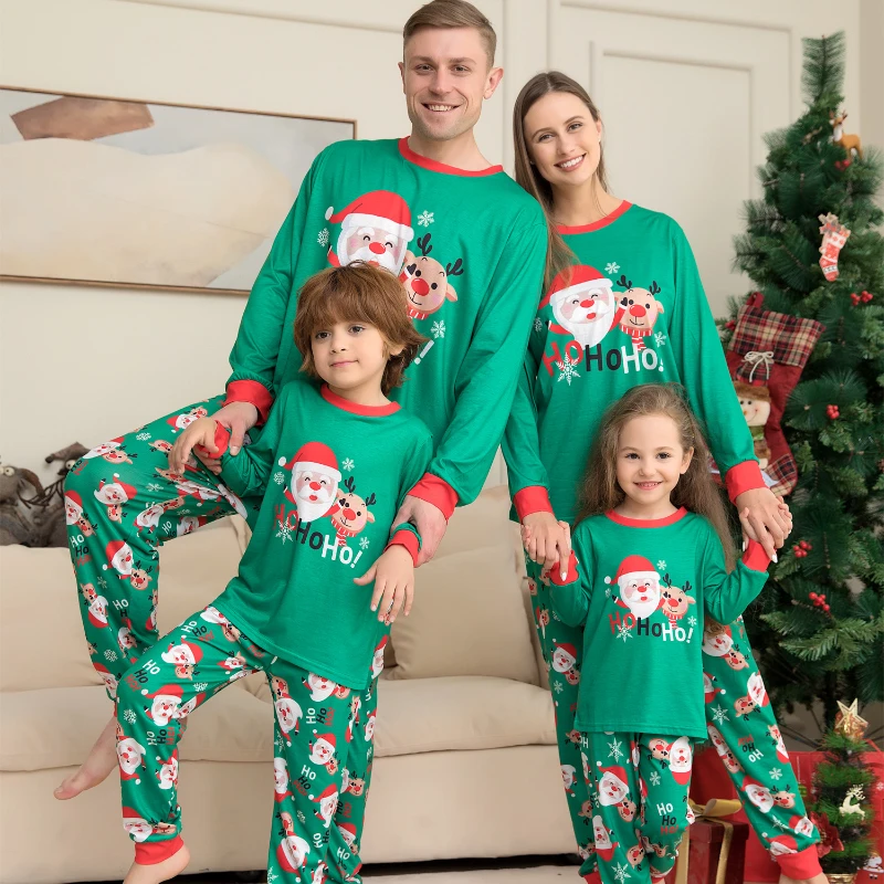 

Family Matching Outfits Santa Printed Parent-child Suits Mom and Daughter Clothing Sets Christmas Pajamas Family Home Wearing