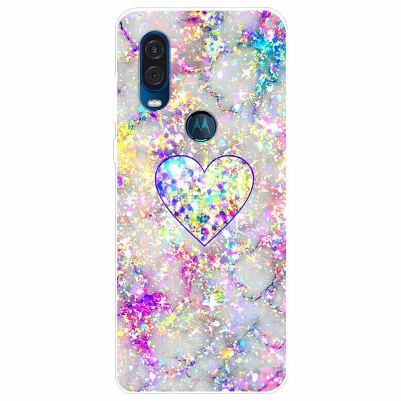 Elegant Marble Design Soft TPU Back Cover for Moto One Vision/Macro/Action