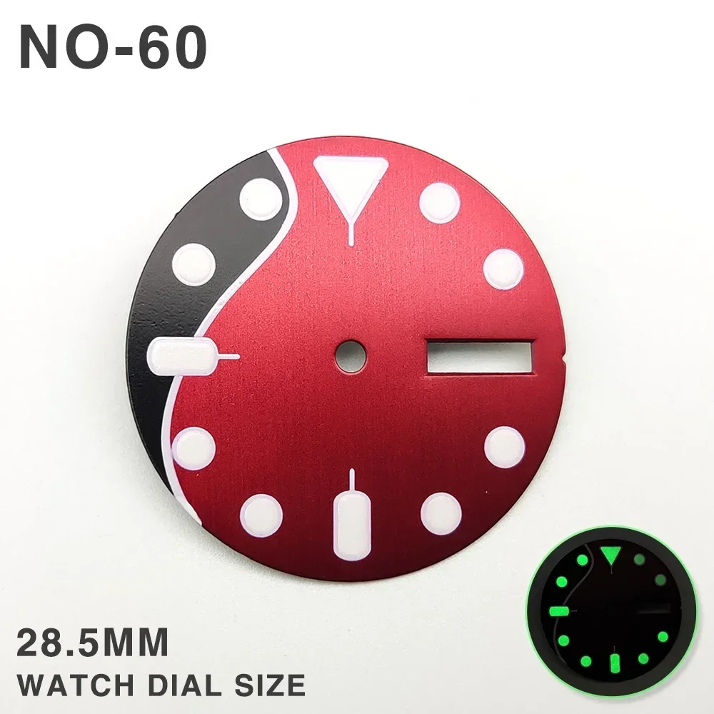 29MM NH36 Watch Dial Orange Dial with Green Luminous Weekly Calendar Watch Faces for NH36 4R Movement Modification Accessories