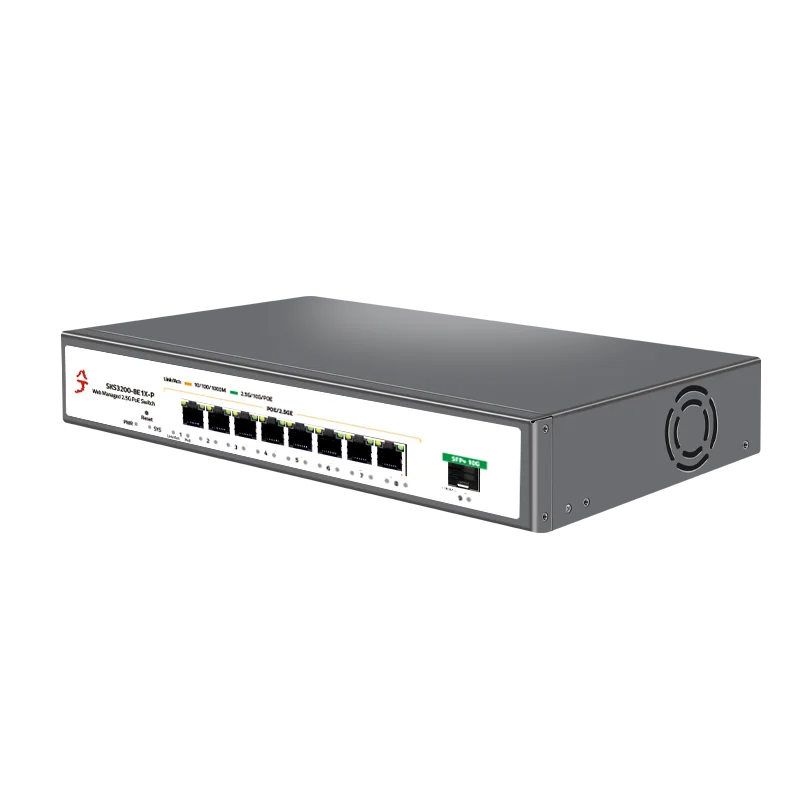 XikeStor 심플 L2 관리형 POE 이더넷 스위치, 8 포트 2.5G POE RJ45, 1 포트 10G SFP + 스위치 웹 관리 VLAN/포트 집계