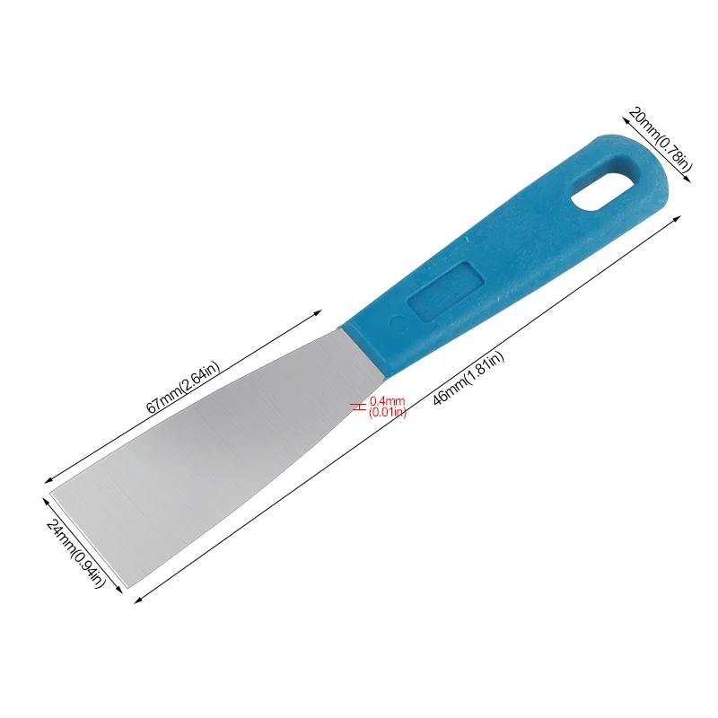 1Pc Stainless Steel Oblique Blade Scraper Putty Knife with Plastic Handle 1 Inch 2 Inch 6