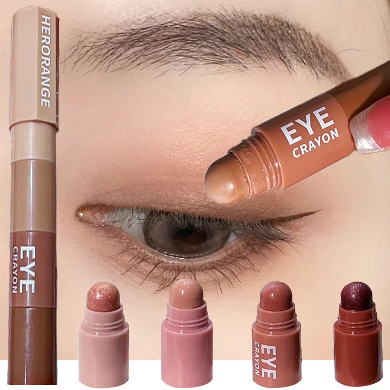 Eye Shadow Eyeshadow Stick Eye Shadow Stick Eye Shadow Plate 4 In 1 Eyeshadow Pencil Kit Velvet Matte Pigment Shimmer Highlight Makeup Combination Pink Brown Mini Eye Shadow Pen Cosmetic