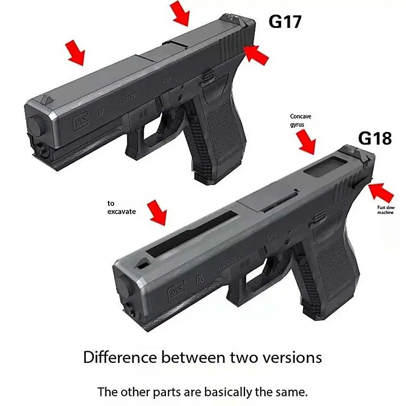 3D Paper Model 1:1 3D G17 G18 Pistol Paper Model Manual Gun Toy DIY Building Model Revolver Toy for Adults Exercise Your Hands-On Ability Paper Jigsaw Puzzle Military Gun Toy