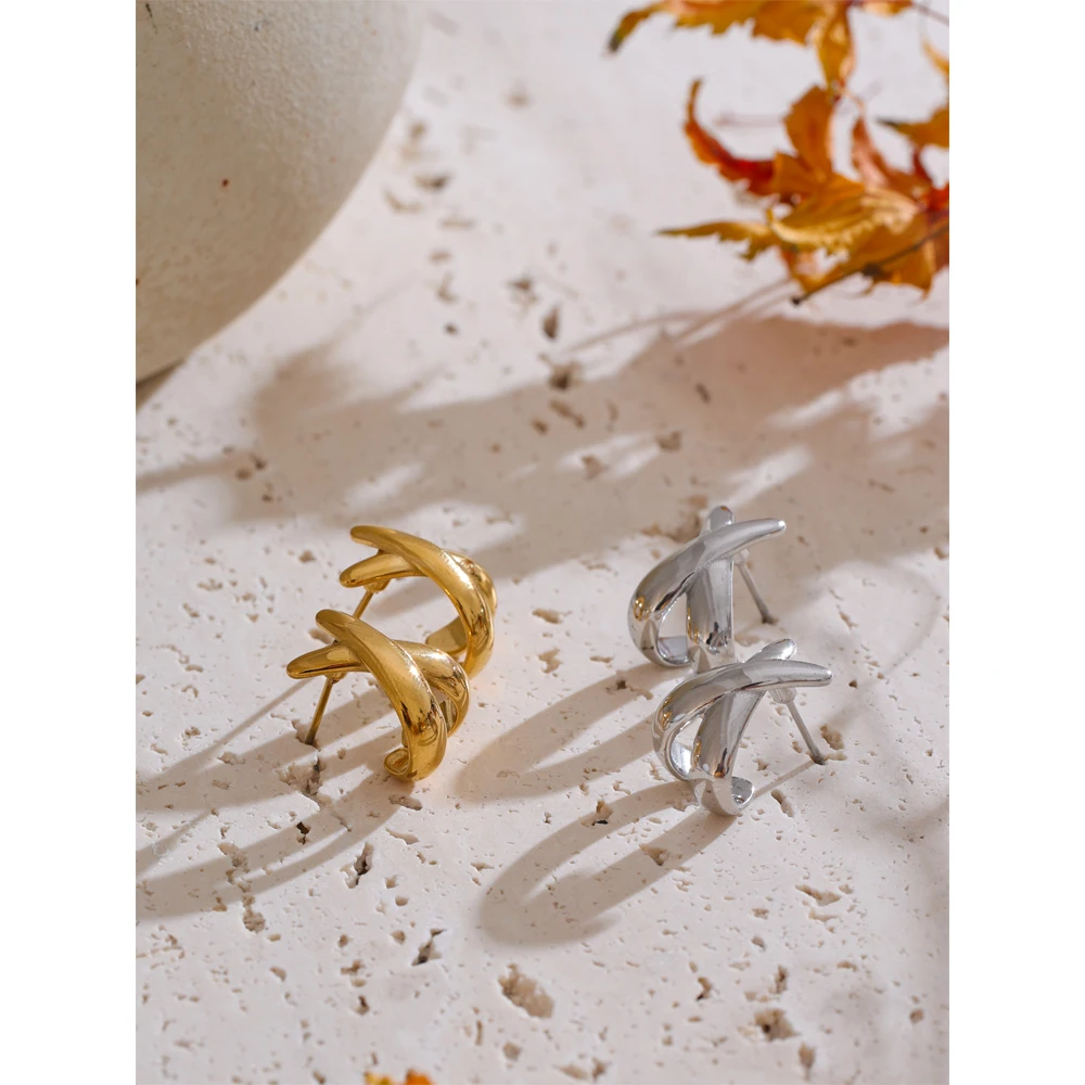 Yhpup Jewelry Metal Stud Earrings for Women