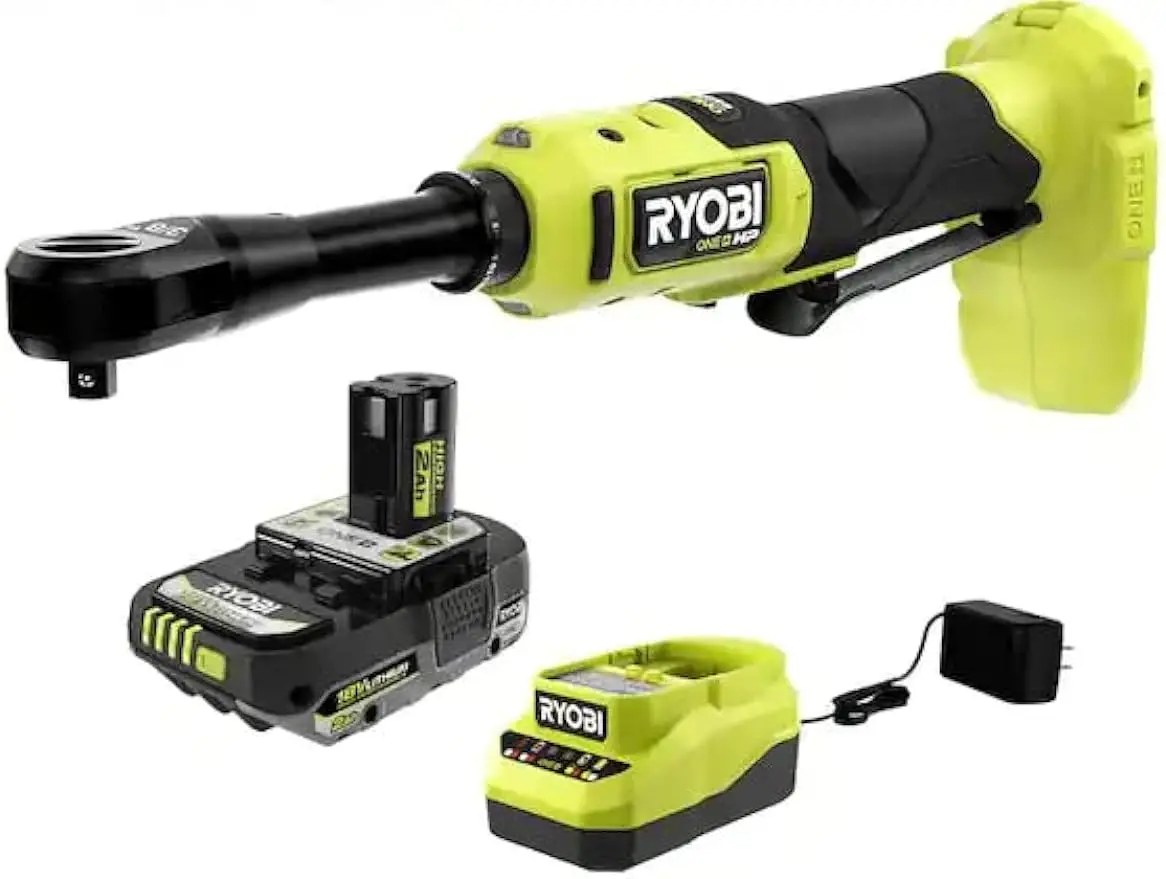 

RYOBI ONE+ 18V Brushless Cordless 3/8 in. Extended Reach Ratchet with (1) 2.0 Ah Battery and Charger
