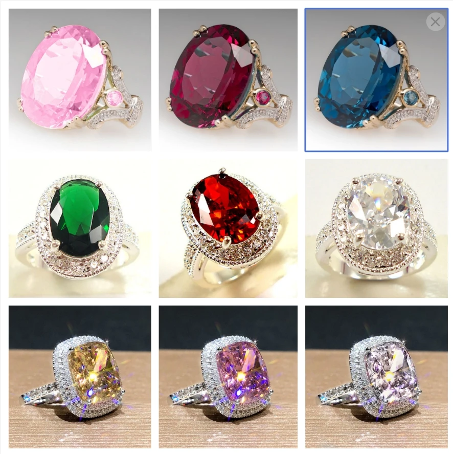 Women's Big Stone Ring Fashion Silver Zircon Wedding Rings Female Bride Love Engagement crystal rings engagement rings zircon rings stone rings fashion rings wedding rings fashion ring finger rings