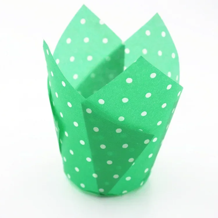 50Pcs Paper Cake Liner Dots Colorful Tulip Muffin Wraps Cases Cupcake Baking Tools Muffin Cup Polka Dot Paper Cup Tray