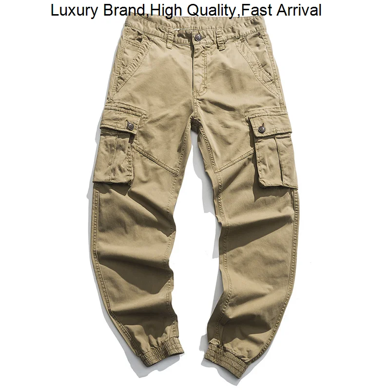 

Winter Spring Men's Casual Pants Summer Wild Loose Sports Male Overalls Zipper Mid-Rise Cotton Street Clothing Straight Trousers