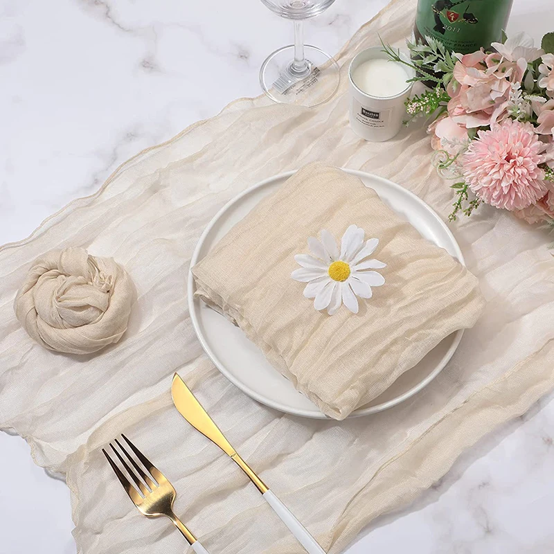 50x50cm Gauze Table Napkins Soft Cheesecloth Wrinkled Napkin Table Placemats 1PC Wedding Party Banquets Dinner Decoration