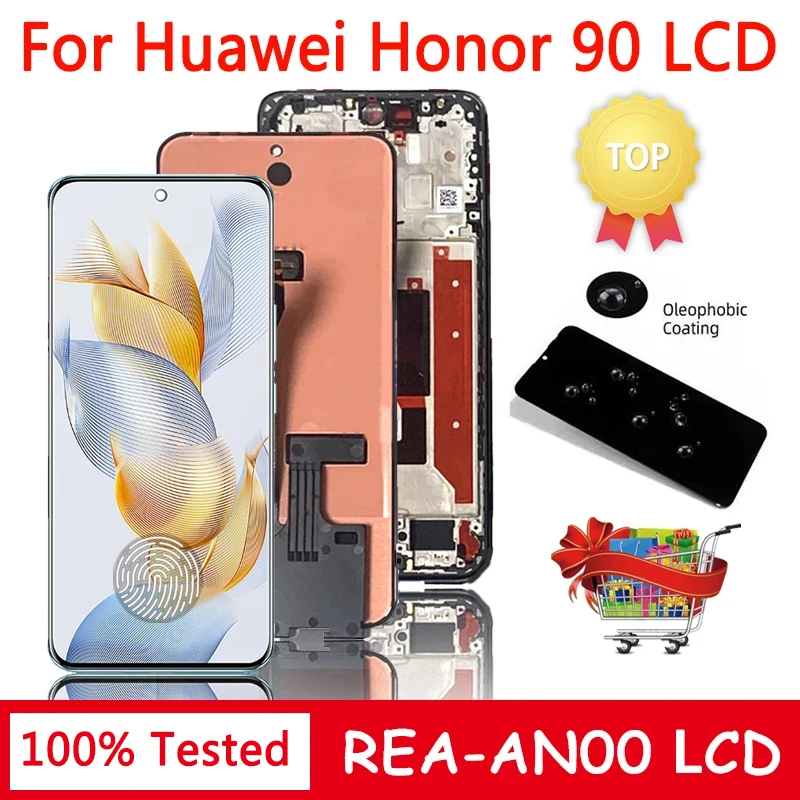 6.7 "Nuovo Per Huawei Honor 90 Display Lcd Touch Screen Digitizer Assembly Honor90 Rea-An00, Rea-Nx9 Display Con Impronte Digitali