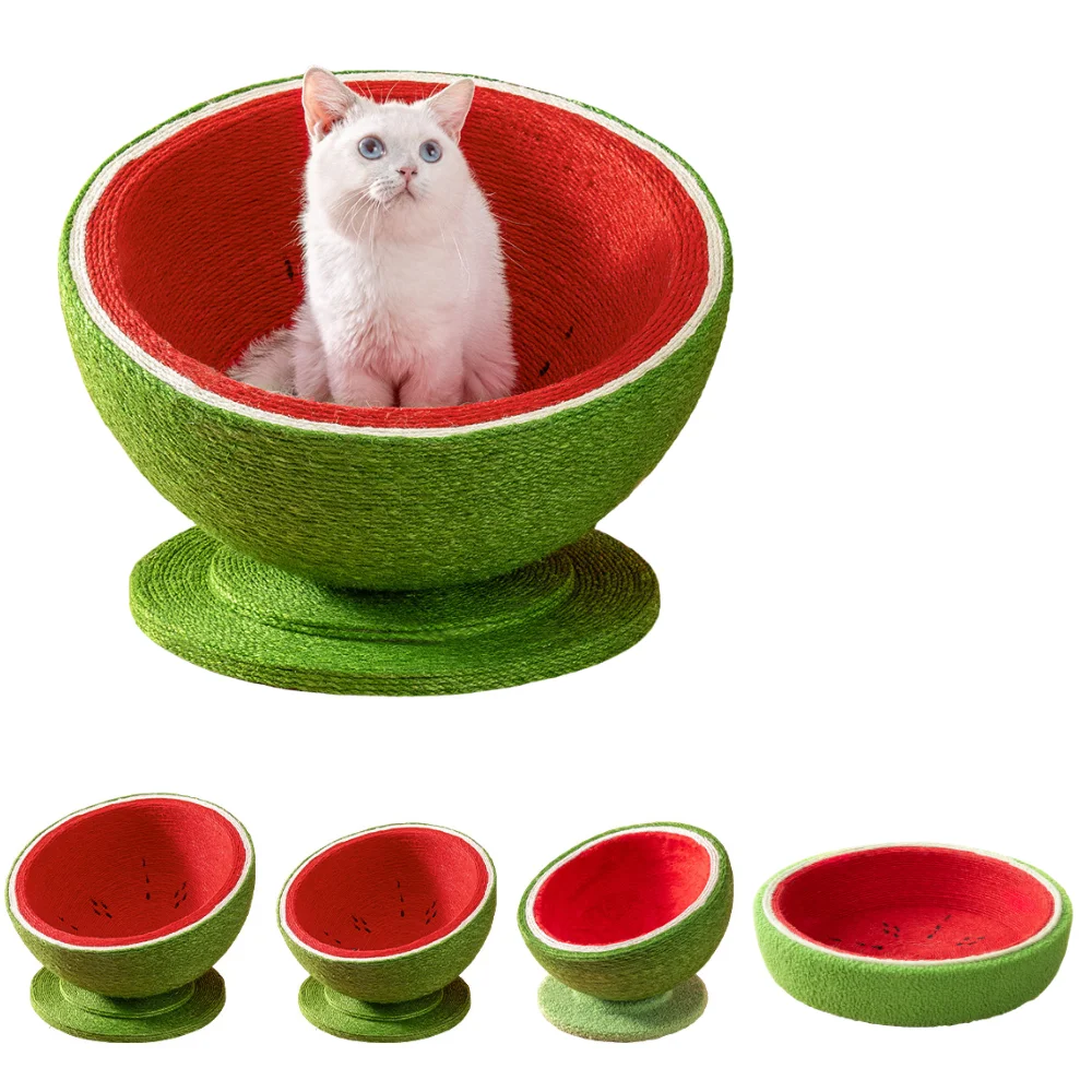 Watermelon Natural Sisal Cat Scratcher Bed Large Round Cat Fruit Scratching Board 1