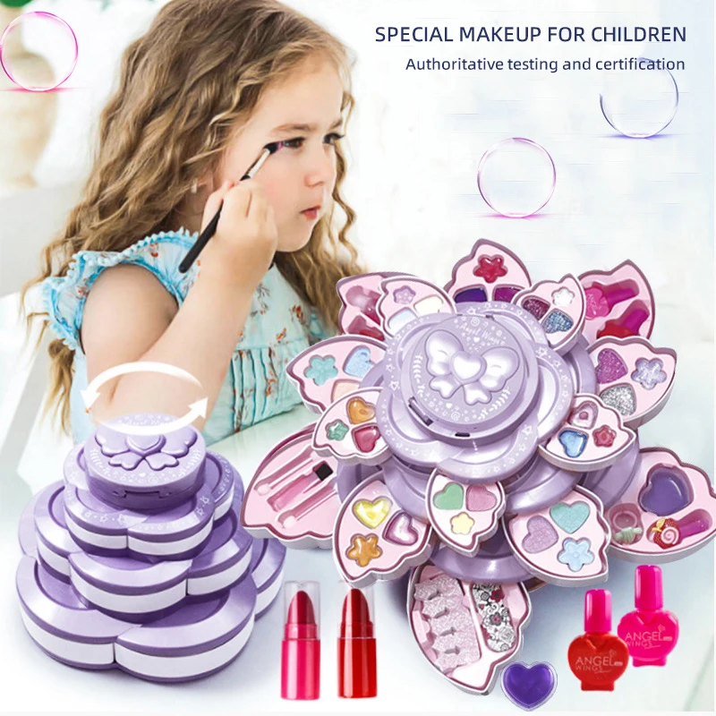 Princesa Maquiagem Play Set para crianças, Caixa de jogo de cosméticos,  batom e sombra, Brinquedos de segurança não tóxicos - AliExpress