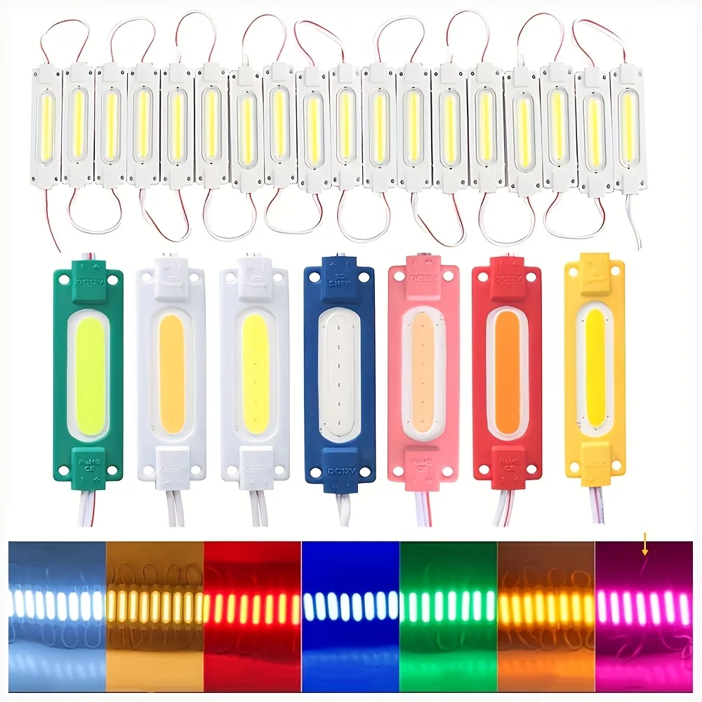 20개의 LED 상업용 광고 표지판 조명 모듈, 자동차 주변 조명, DC12V 고휘도 COB 라이트 비드, 조명 문자등, 옥외 광고판 모듈 조명, 장식 캐비닛 조명, 자동차 화장 거울, 도로변 표지판, 광고