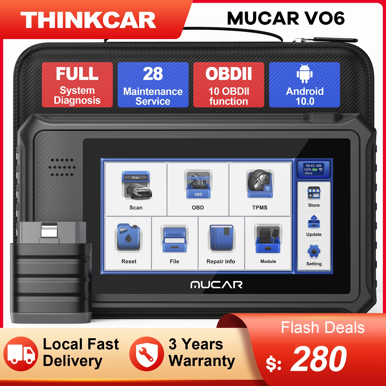 MUCAR VO6 Profissional Auto OBD2 Scanner Sistema Completo Diagnosticar