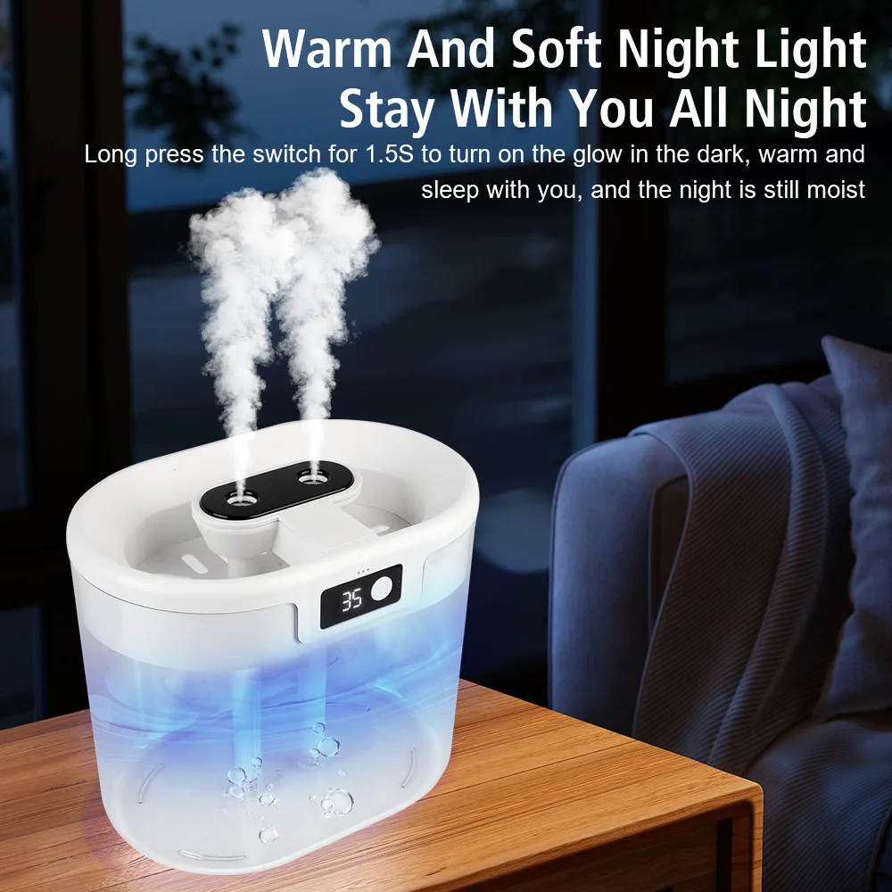 Universal Two Port Spray Water Supplement Bedroom Office Desktop Portable 1500ML Display Humidity Air Humidifier Household