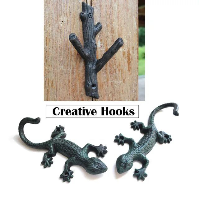 Kreatív Gekkó Falra Szerelhető Dekoratív Horgok Öntöttvas Retro Nagy Ruhák Kabát Kalapok Törülköző Fogas Polc A Konyhai Dekorációhoz