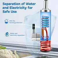 Robinet chauffe-eau instantané 3000W, eau chaude et froide, chauffage rapide, petit appareil de cuisine, robinet chauffant électrique en acier inoxydable avec affichage de la température LCD, 360° °   Robinet d'eau chaude rotatif pour cuisine et salle de bain 4