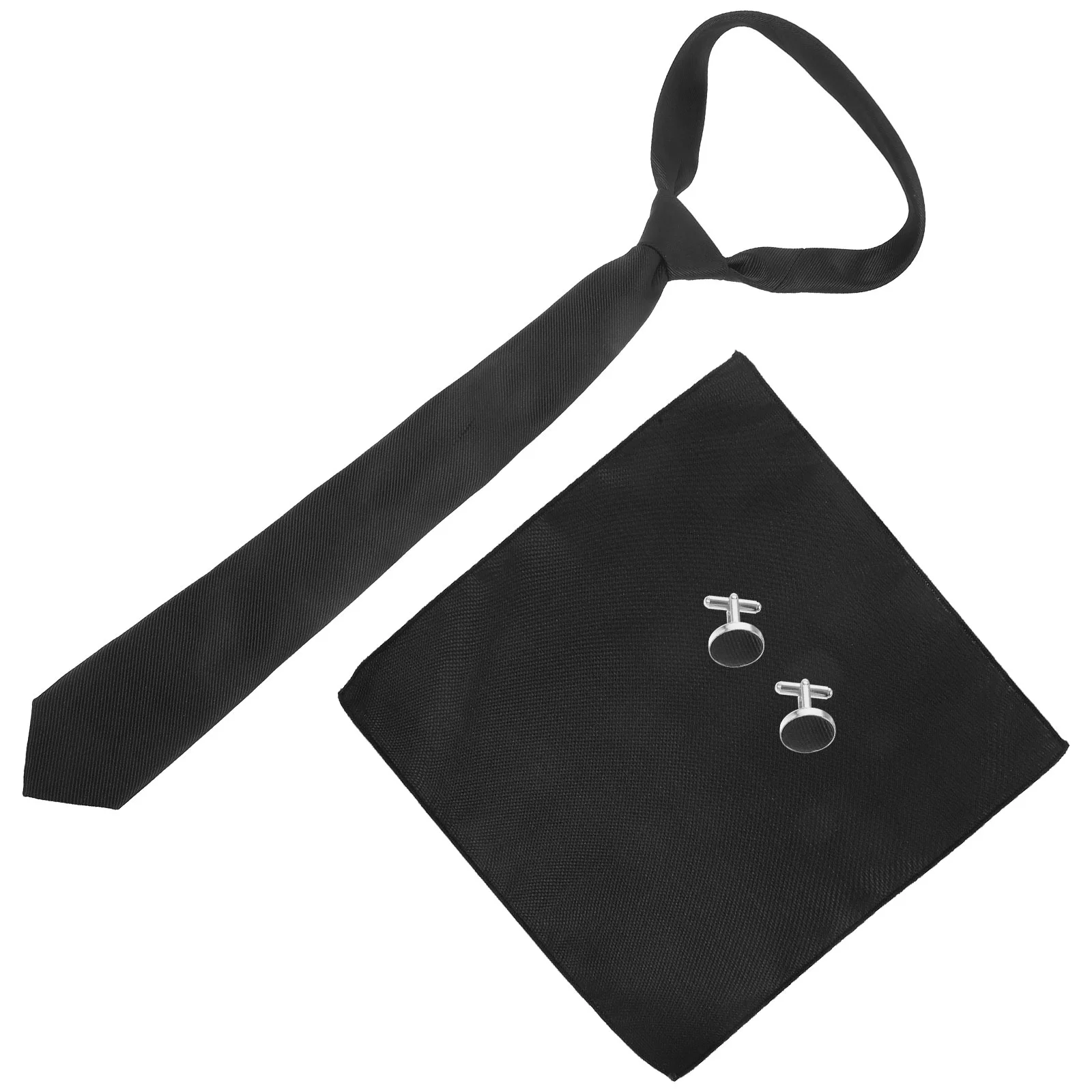 

1 Set Men Neck Tie Adult Cufflink Pocket Square Decorative Necktie Party Necktie for Wedding