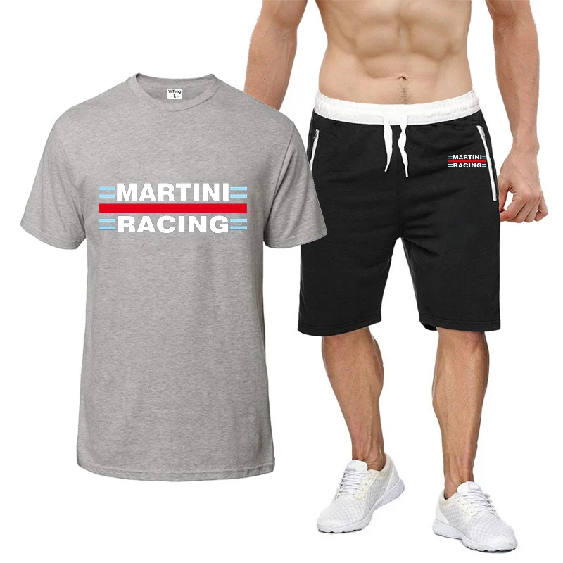 2023 new men's Martini Racing printed eight-color short-sleeved shorts suit summer high-quality sportswear 2Pcs T-shirt pants sp