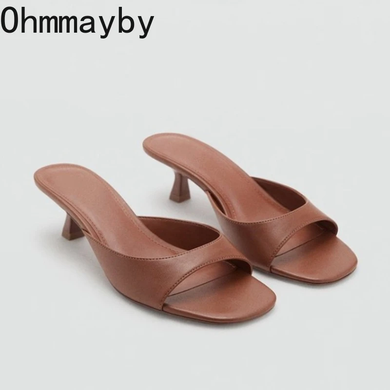 2026 New Summer Open Toe Women Slippers Concise Slip On Thick Heel Dress Shoes Outdoor Vacation Slides Shoes 2