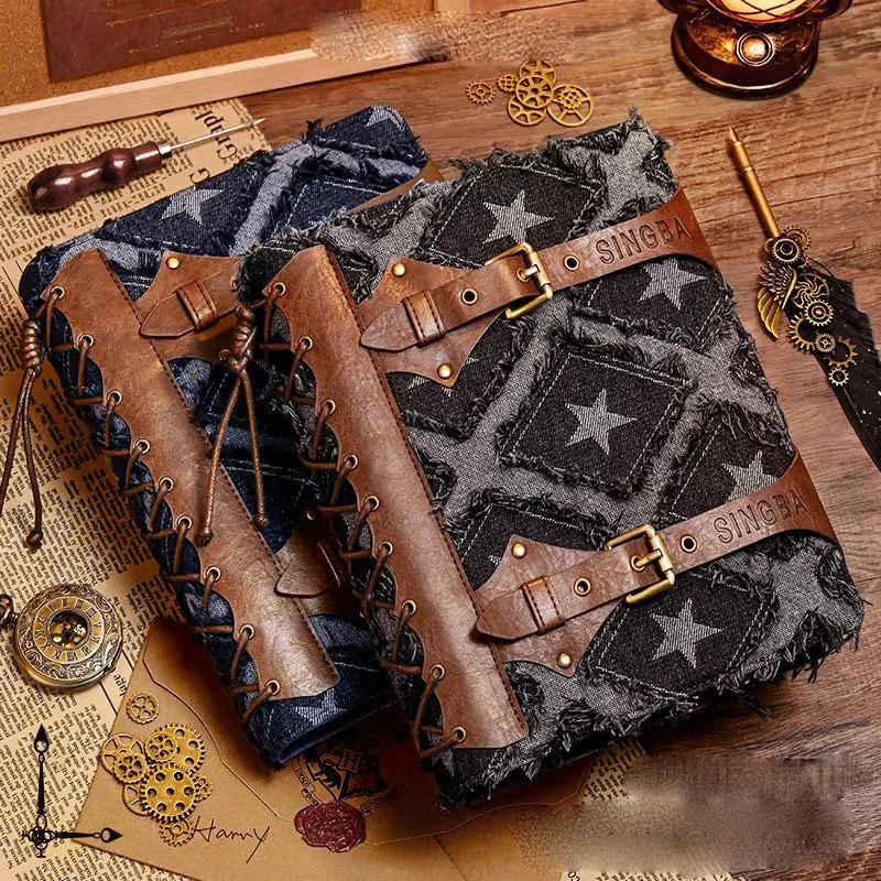 

Creative DIY Handmade Cowboy Fabric Style Album 3-inch Album Small Card Storage Album Loose Page Commemorative Photo Album ZE564