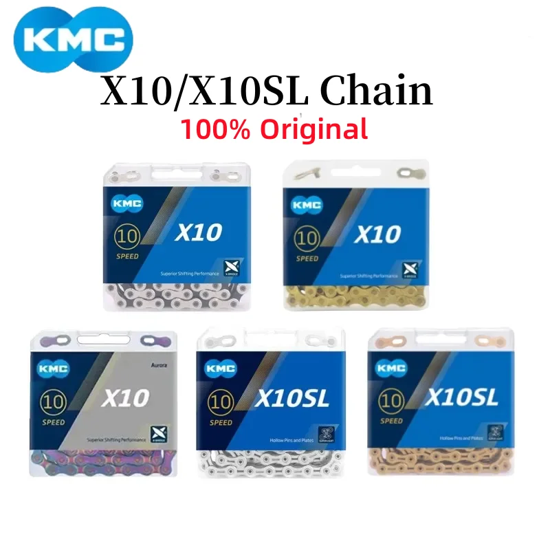 

KMC Bike Chain X10 X10SL MTB Road Bicycle Chain Silver Gold Chain 10 Speed Bike Chain Bike Crankset for Shimano SRAM Bikes Parts