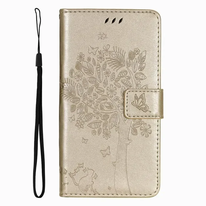 Cute Cat Tree Flip Wallet Case with Card Slots Cover