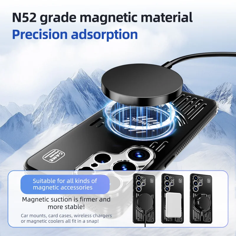 Aluminum Alloy Magnetic Heat Dissipation Case - Hollow Cooling & Anti-Fall Airbag Design
