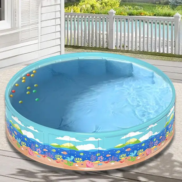 Wading Pool For Kids PVC Foldable Wading Pool Non-Inflatable For Child Save Space Design Bathing Tub Anti-Slip For Water Party 4