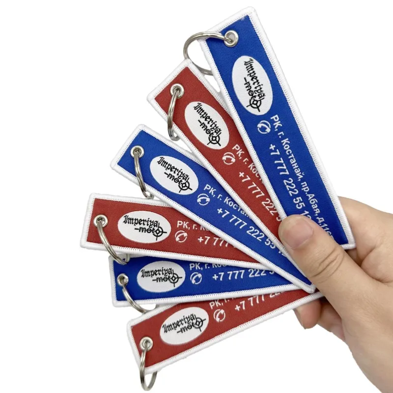 

Personalized customization Alphabet woven fabric custom blank logo embroidery keychain Woven embroidery anime key jet tag