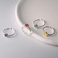 925 Sterling Silver Smile ​Adjustable Rings Wedding Engagement Jewelry For Women Wholesale   Dropshippin 1