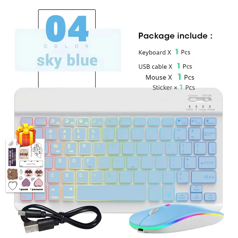 Enhanced Wireless Bluetooth Keyboard and Mouse for Tablets and Phones - Multi-Language Support
