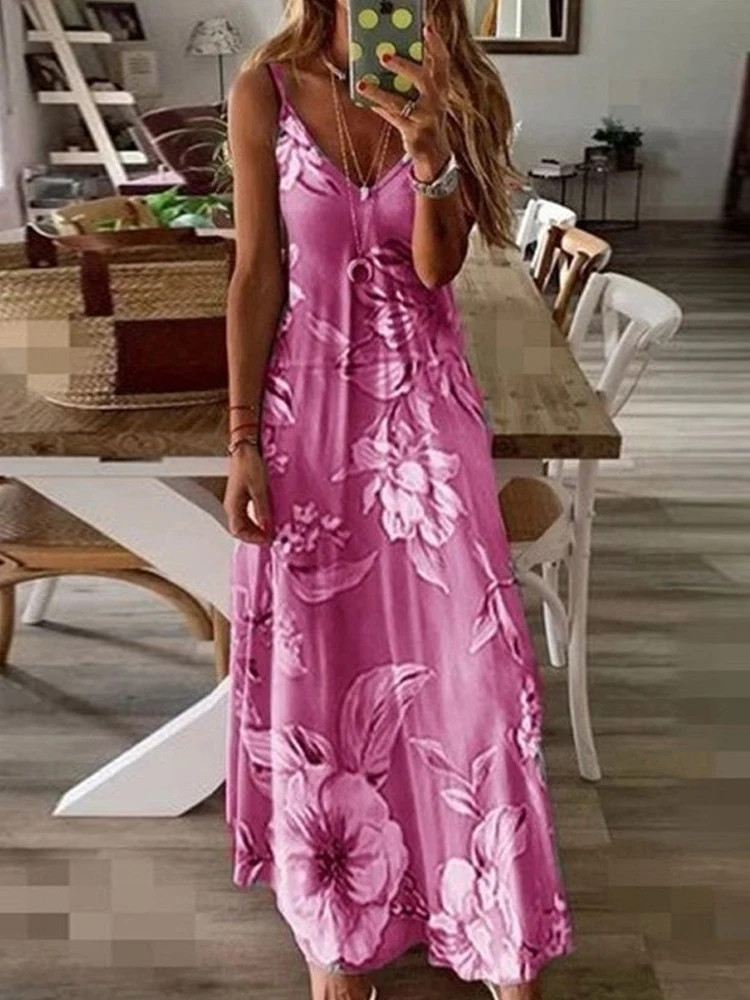 Summer 2025 Slim Fit Slip Dress Casual Women's Dresses European American Style Sleeveless V-Neck Long Dresses Woman Green Dress - Image 4
