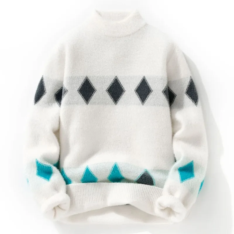 

Winter Fashion Sweater Men Knitwear Thick Warm Knitted Pullover High Quality Mens Sweaters Casual Geometric Male Jumpers