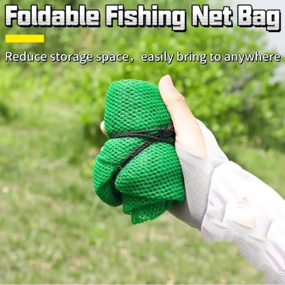 Foldable Nylon Fishing Net Bag Green Fish Cage Thread Collapsible Fish Cage High Quality Fishing Basket And Protection