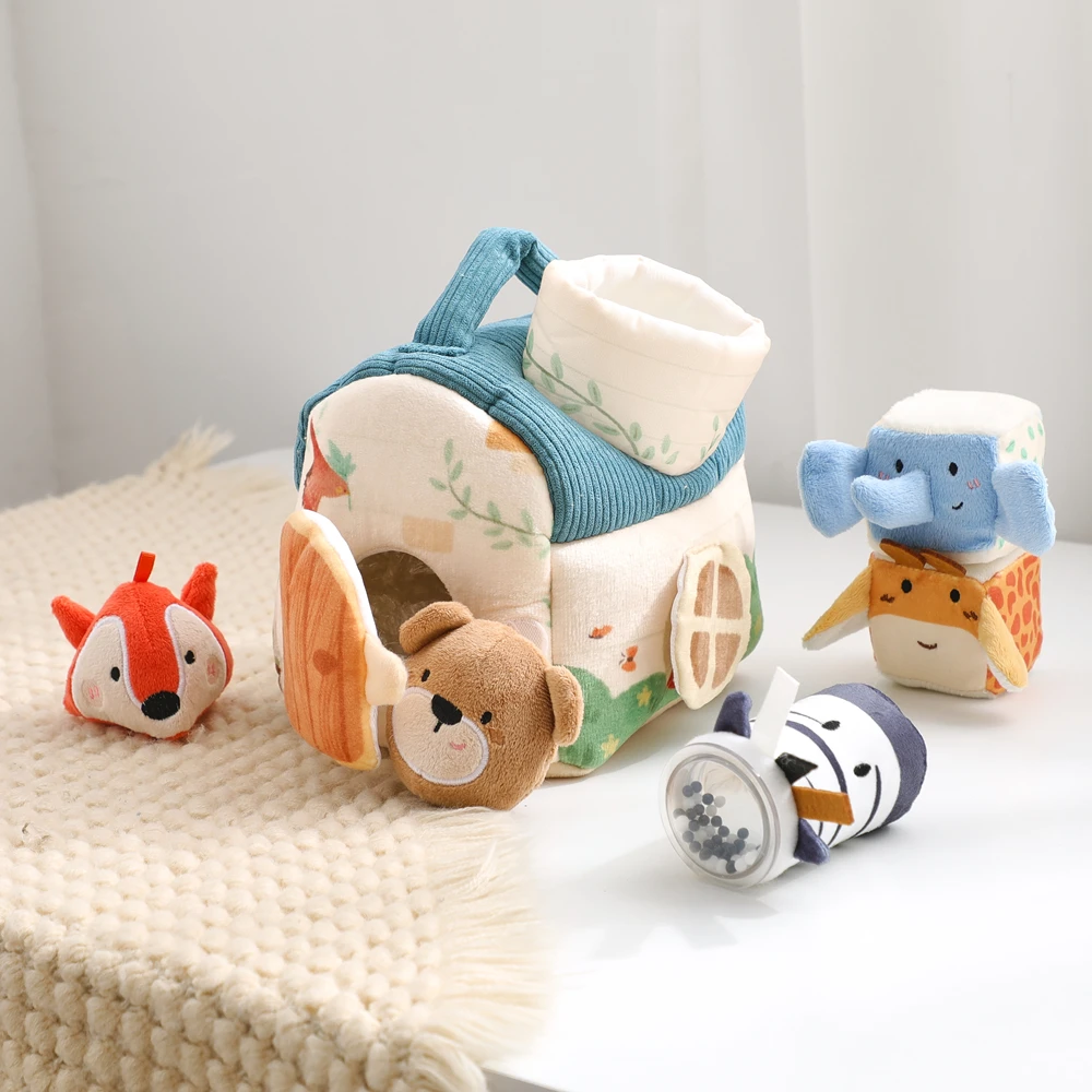 0-6 Monate Baby-Spielzeug: Weiche Bauernhoftiere, Musik-Touch-Sensorik-Spielzeugbox, Magisches Haus zur Entwicklung der Fingerpräzision bei Babys – Detail 12