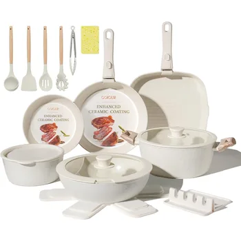 23-Piece Nonstick Ceramic Cookware Set with Detachable Handle 1