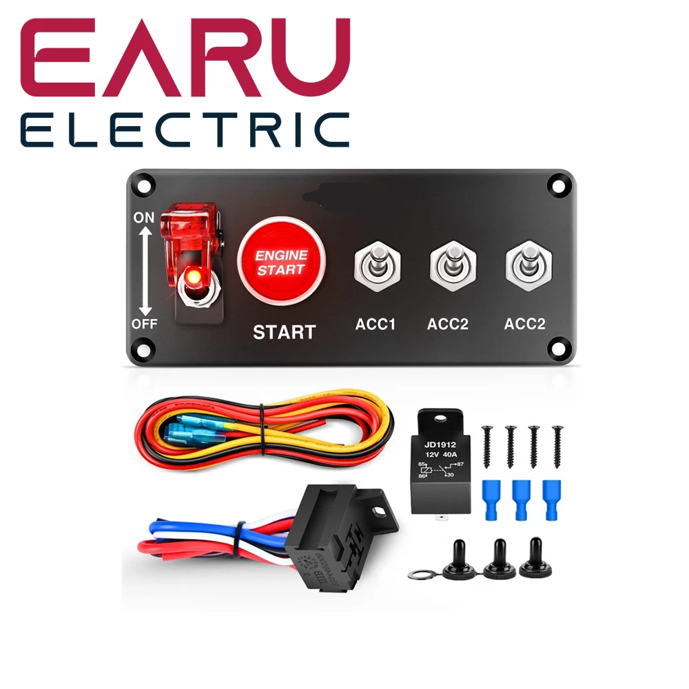 12V Racing Car Starter Rocker Switch Panel Start Stop Ignition Buttons ...