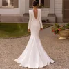 Flavinke Customized Satin Mermaid Wedding Dresses Bridal Gowns Robes Deep V-Neck Floor Length Vestidos De Novia robe de mariée 3